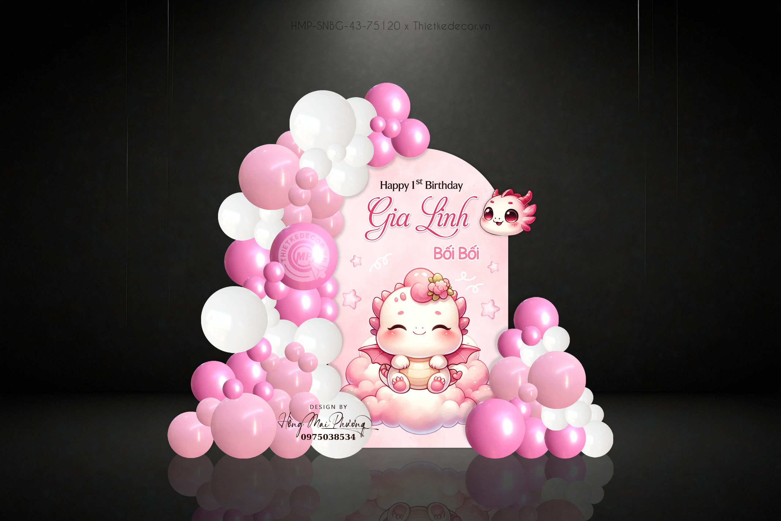 Sinh nhật bé gái tuổi rồng tone hồng xinh xắn